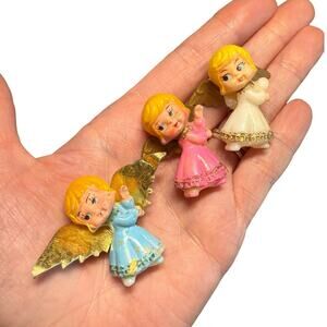 Vintage Mid-Century Modern MCM Christmas Angels Trio Miniature Celestial Kitschy